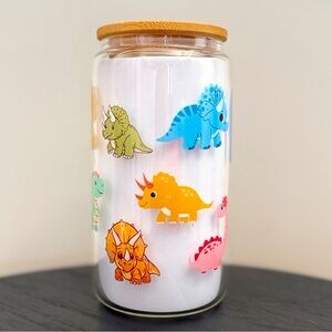 Dinosaur-Themed Glass Jar with Lid